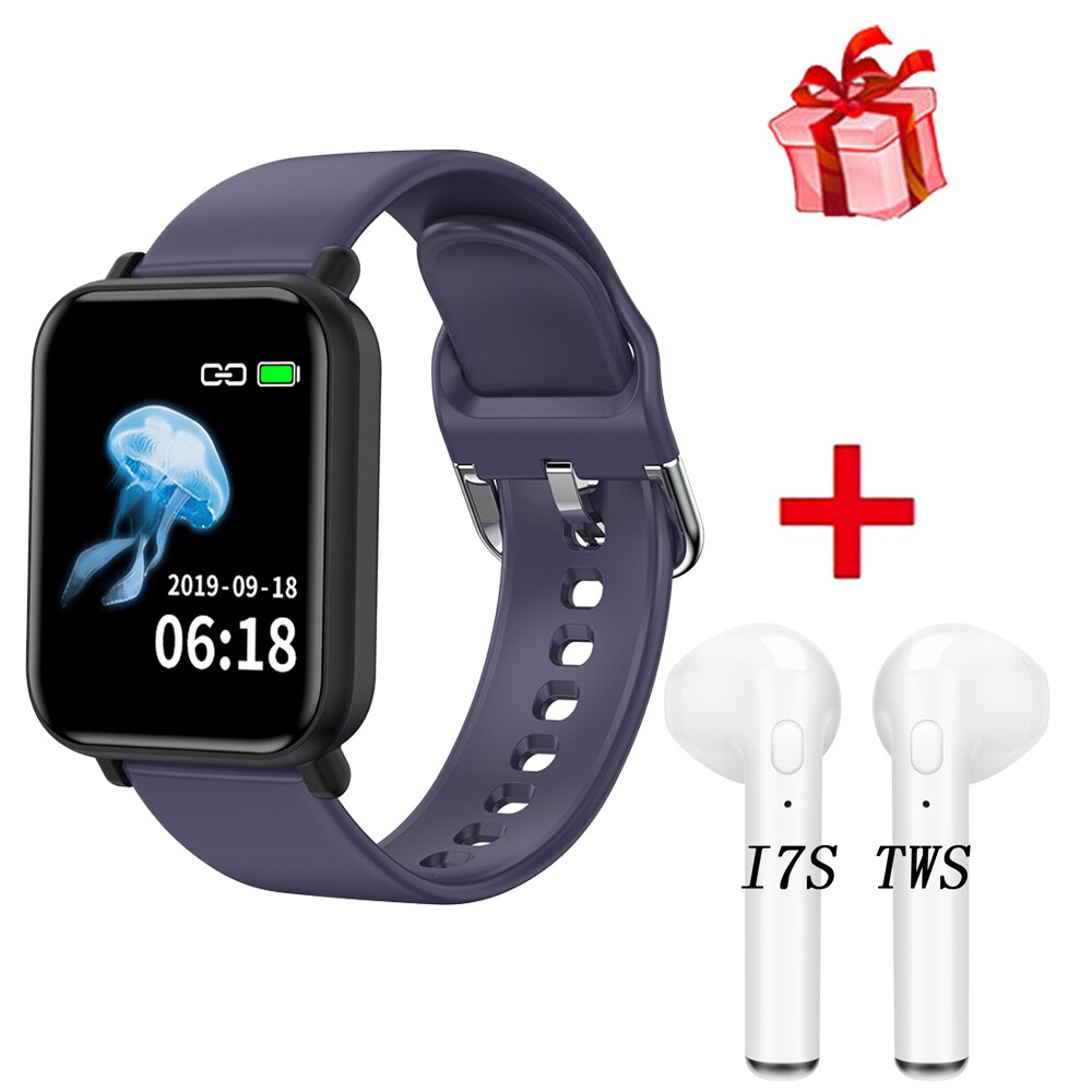 R7 Smart Watch IP68 Waterproof Smartwatch B57 Pro Men Sports Heart Rate Monitor Women Fitness Tracker For Android IOS PK W4 P8: Blue Add i7s TWS