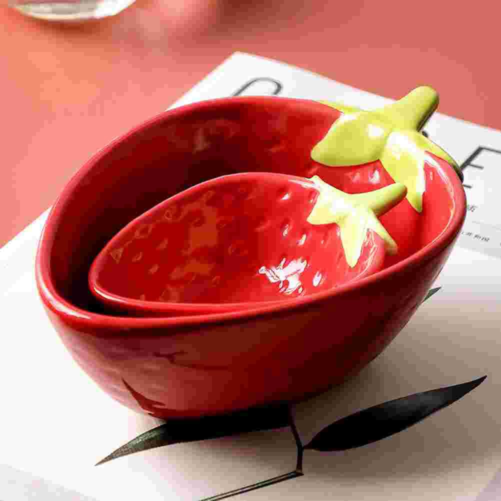 1Pc Strawberry Shaped Fruit Bowl Salad Snack Dish Restaurant Kitchen Bowl (Red)