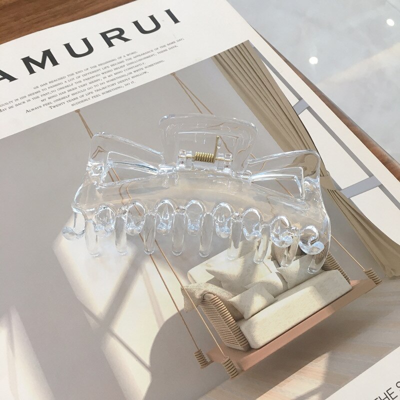 Huanzhi 2020 elegante grande resina multicolorido hairpins banho de cabelo captura tubarão clip para meninas acessórios de cabelo estilo de cabelo fazer: L-11x5.5cm