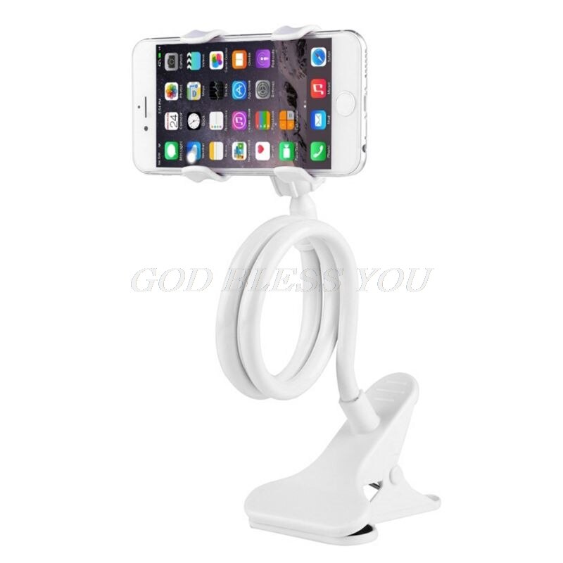 Mobile Lazy Bracket Two Clamp Flexible Phone Stand Holder for Cellphone Support: white