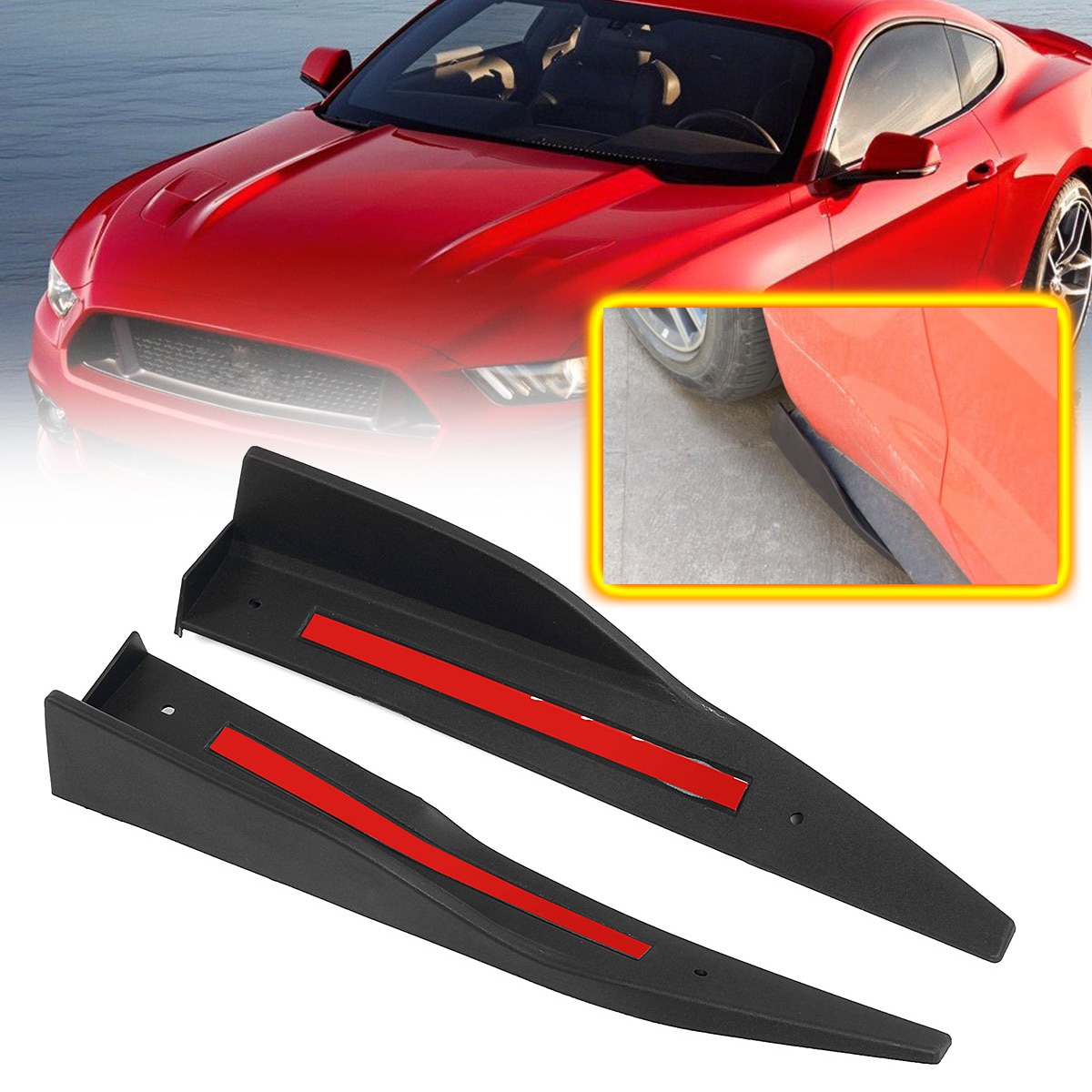 Universele 1 Paar Auto Side Rokken Voor Voor Ford Voor Mustang Stickers Rocker Splitters Diffuser Winglet Vleugels bumper 36cm