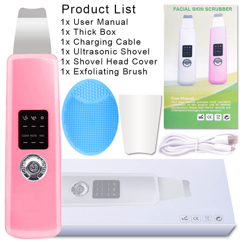 Ultrasone Diepe Gezicht Cleaning Huid Scrubber Verwijderen Vuil Mee-eter Verminderen Rimpels Vlekken Spatel Facial Whitening Lifting Apparaat: PRO Pink Plus