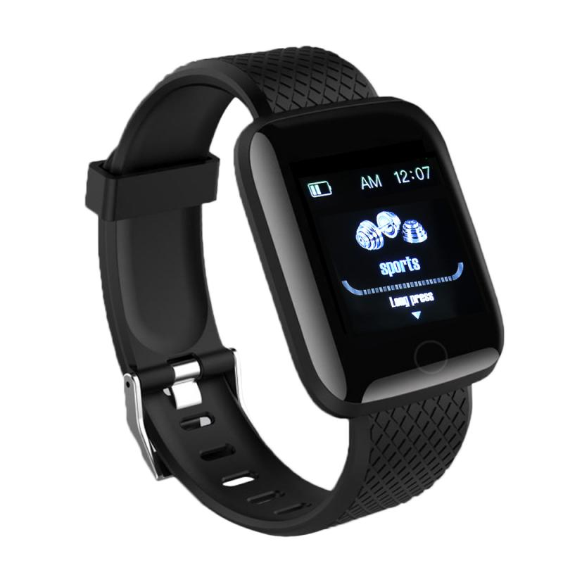 116 PLUS Smart Watch Sport Smart Blood Pressure Monitor Smart Wristband Smart Watch Bracelet Wristband With Silicone Strap: 01 black