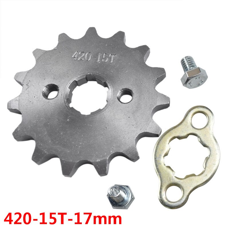 Tdpro 420 kedja 14t/15t/16t/17t 17mm främre motorhjul kugghjul passform motorcykel atv gokart 50cc 70cc 90cc 110c 125cc pit dirt bike: 15t