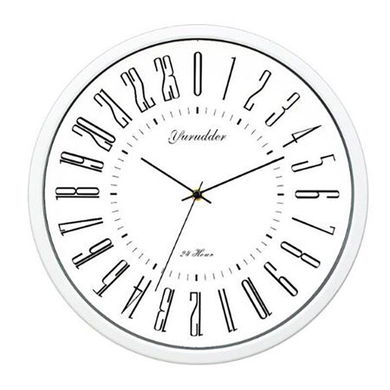 Newest 24 Hour Dial 12 Inches Metal Frame Modern Decorative Round Wall Clock