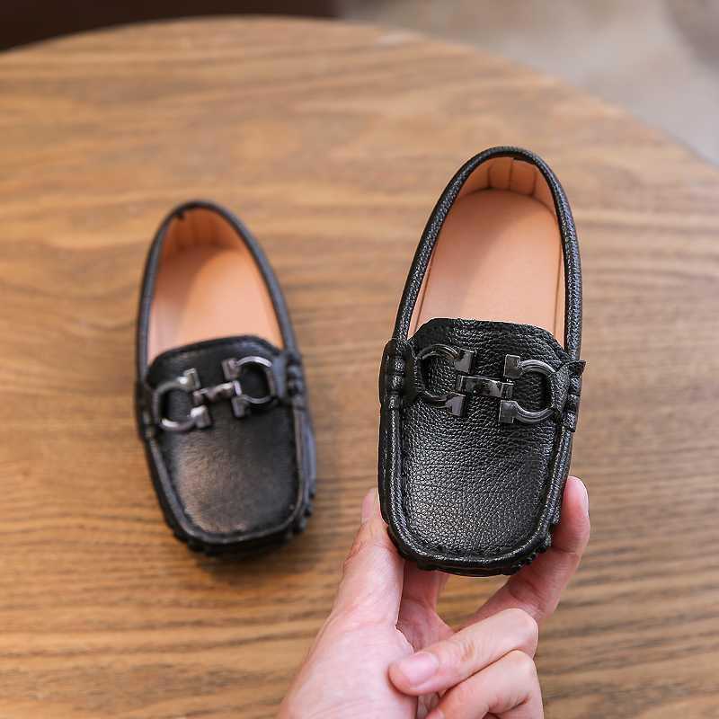 Zapatos de cuero para niños, zapatillas de suela suave, para chicos coreanos, a la , para boda,: Negro / 23