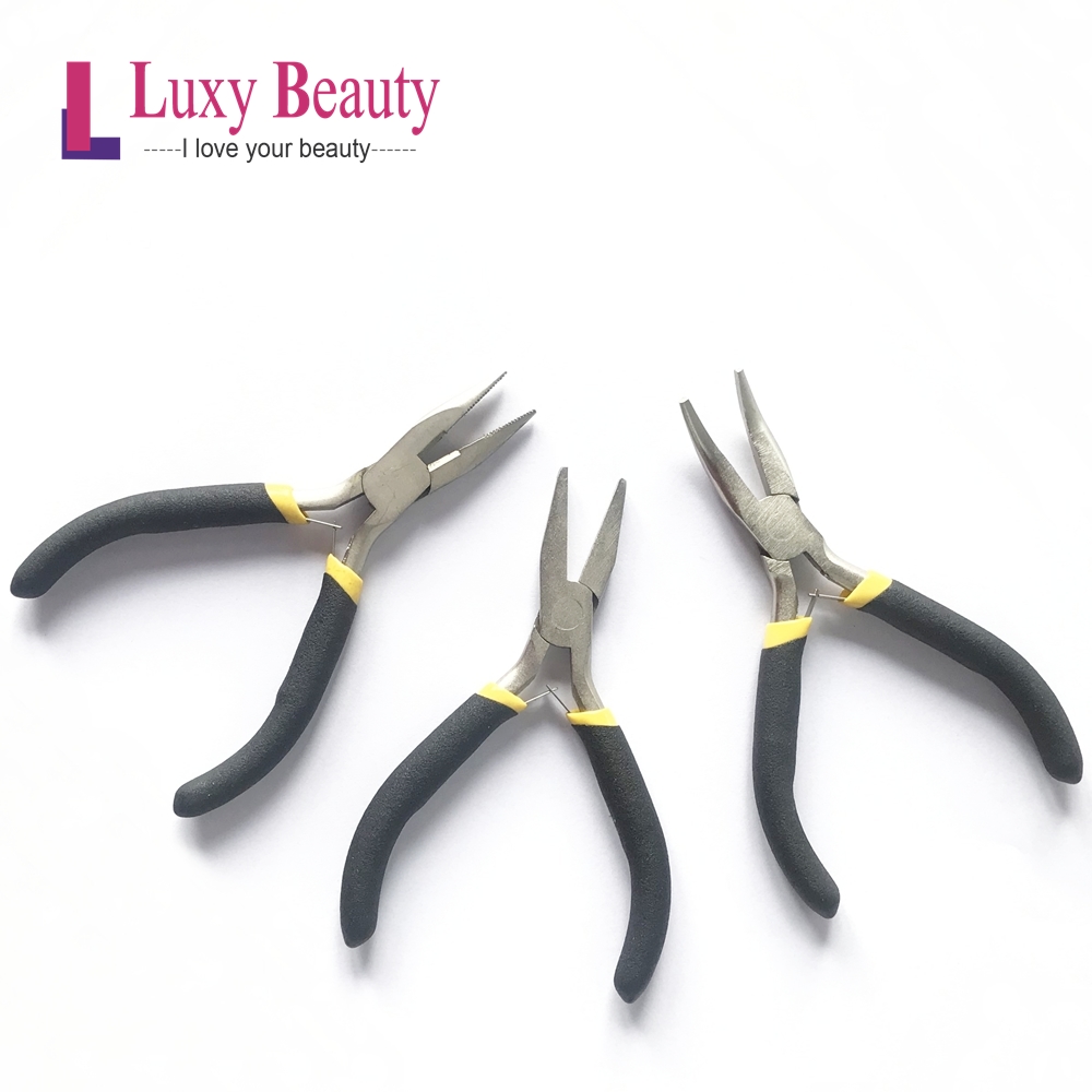 Alicates metálicos de acero para extensión de cabello i-tip, micro anillo nano, anillos para el cabello, herramientas de alicates para cabello, extensiones de cabello microlink