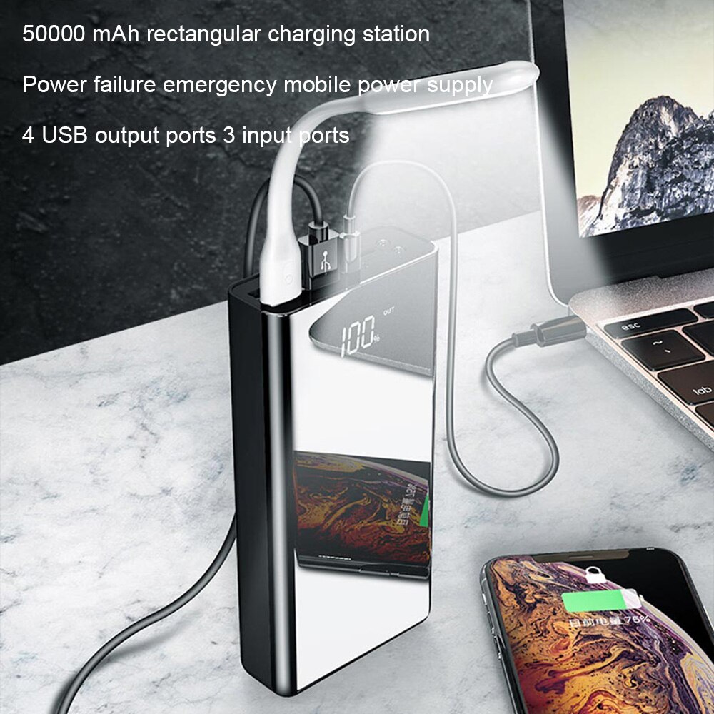 50000mAh Power Bank For iPhone 11 LED Display Full Screen Portable Charger External Battery PowerBank For Xiaomi Huawei