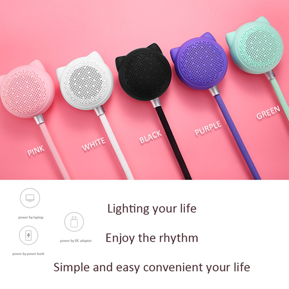 DISOUR Mini Bluetooth Speaker Wireless USB Interface with Touch Adjustable LED Light Cartoon Subwoofer Small Sound Night Light