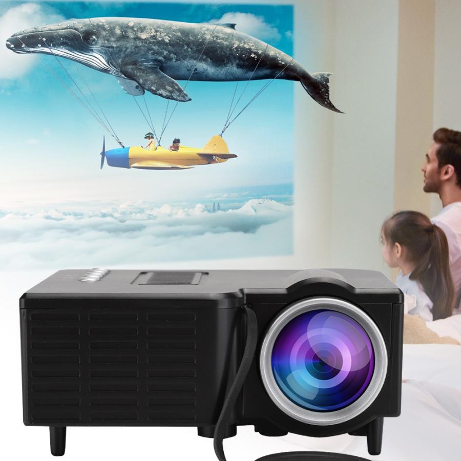 Ledet mini kontor projektor 320*180 fysisk opløsning bærbar projektor support 1080p video usb tf-kort hjemmeprojektor afspiller