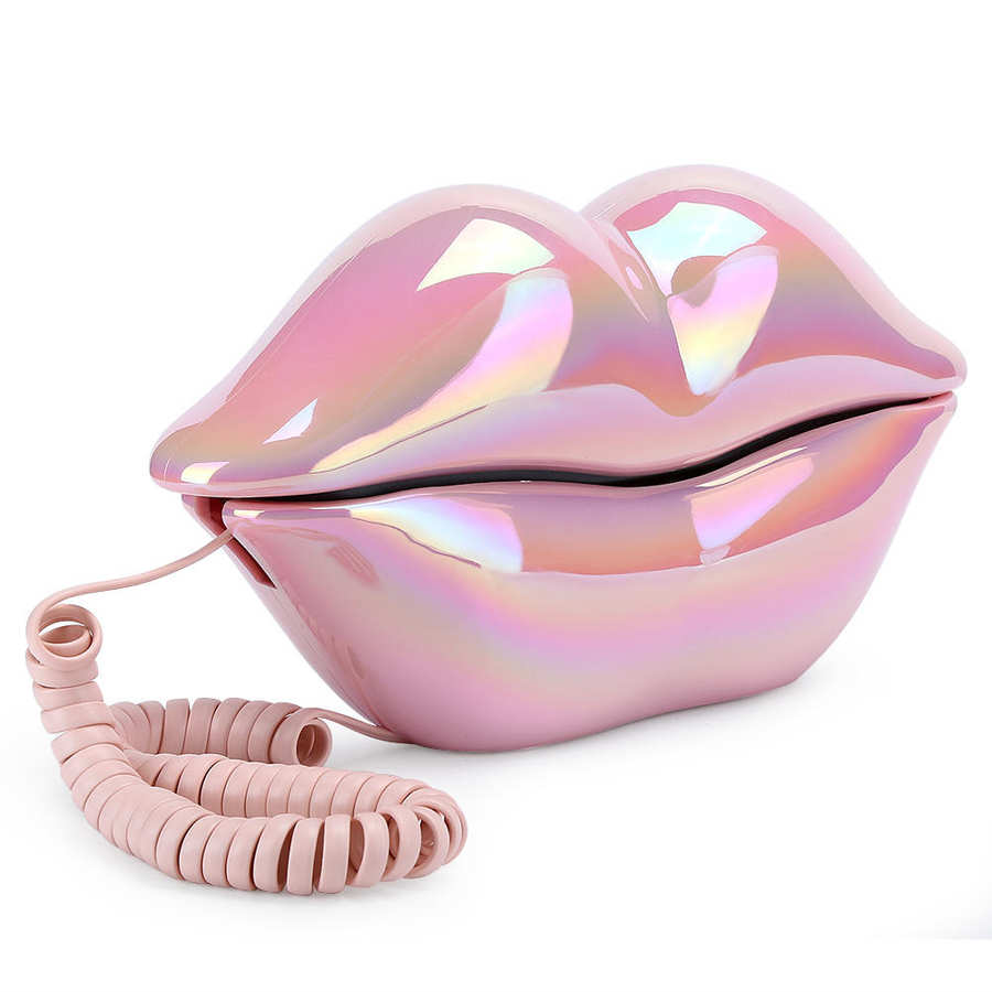 Fashionable Funny Lip Shaped Telephone Desktop Corded Fixed Telephone Landline Phone Mouth Telephone for Home Hotel Office Use