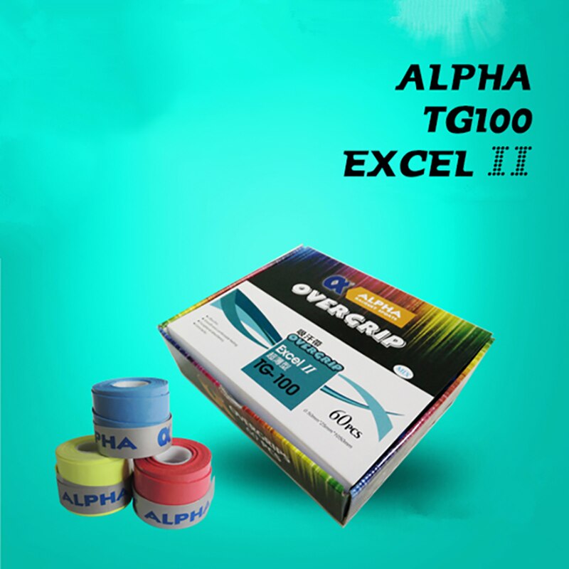 Alpha 60pcs/lot 0.5mm Tennis Overgrip Sweatband Sweat Tacky Badminton Grip Basic Grip Thin Stick TG-100
