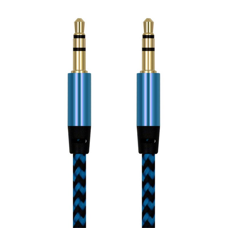 Aux Kabel Jack 3.5Mm Vergulde Stereo Audio Kabel Jack Audio Kabel Adapter Voor Auto Hoofdtelefoon Speaker Laptop draad Aux Cord: Blue