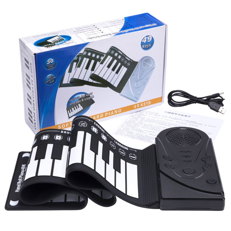 Roll-up keyboard klaver, bærbar 49 nøgler elektronisk hånd rullende keyboard pædagogisk instrument til børnebørn