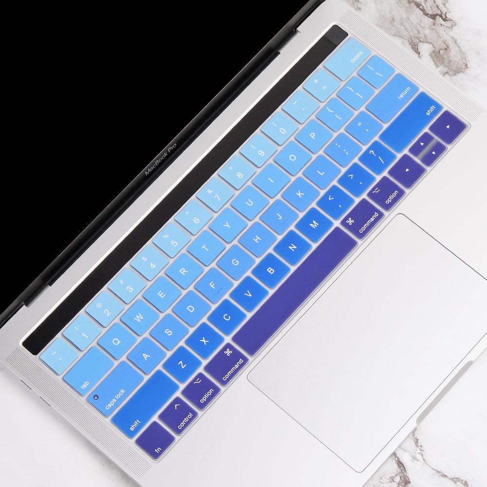 Ons Gradiënt Kleurrijke Silicone Toetsenbord Cover Skin Voor Macbook Pro 13 15 Inch Touch Bar A2159 A1989 A1990 Toetsenbord protector: Gradient Blue