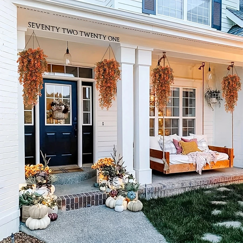 2 stk. efterårshængende slyngplanter kunstige plastikplanter gårdhave hoveddør simuleret kunstig rotting vægdekoration til hjemmet