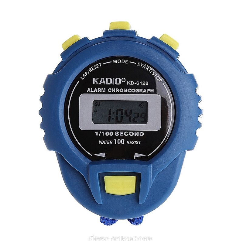Handheld Digital LCD Sports Stopwatch Chronograph Counter Timer w/Strap Au 27 20