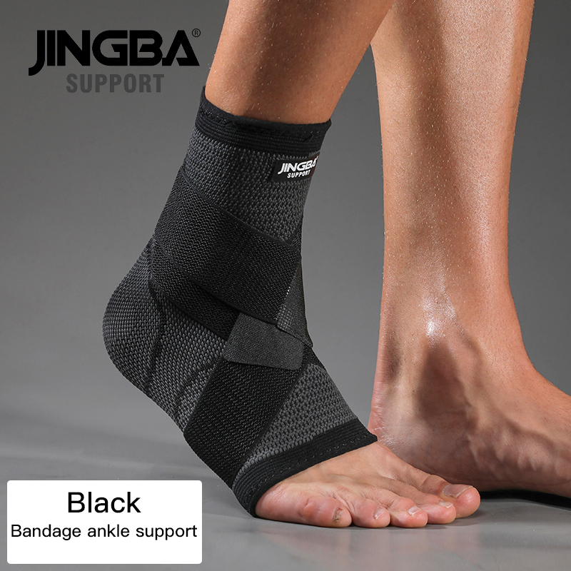 JINGBA UNTERSTÜTZUNG Neue 1PCS Nylon knie protector + armband Unterstützung + knöchel unterstützung + basketball knie pads Tennis badminton Klammer: Black Bandage Ankle