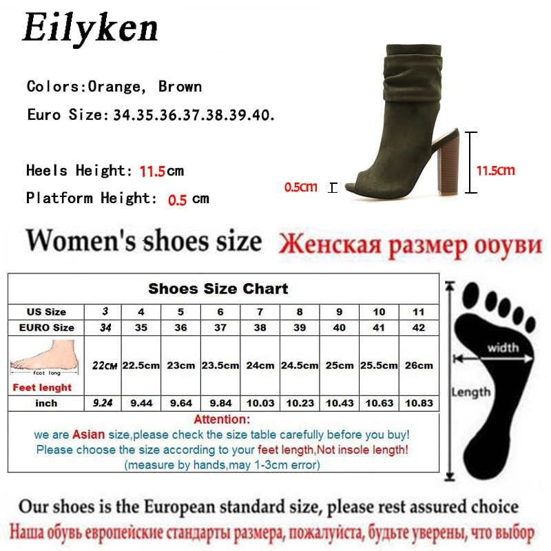 Eilyken lente/herfst rome laarzen sandalen vierkante hak 10cm dames rits enkelband hakken peep toe laarzen maat 35-40