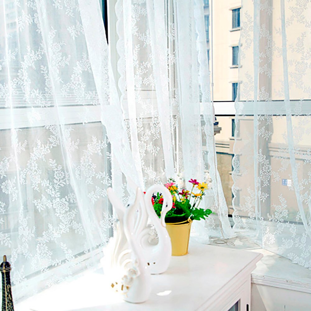 embroidered flower screens European-style voile Tulle Sheer for the bedroom living room curtains window curtains FD