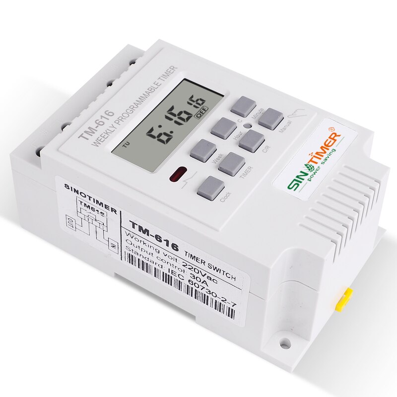 Sinotimer 30 ampère regelbelasting  dc 12v tijdschakelaar 7 dagen 17on/ uit programmeerbaar 24 uur digitaal tijdrelais