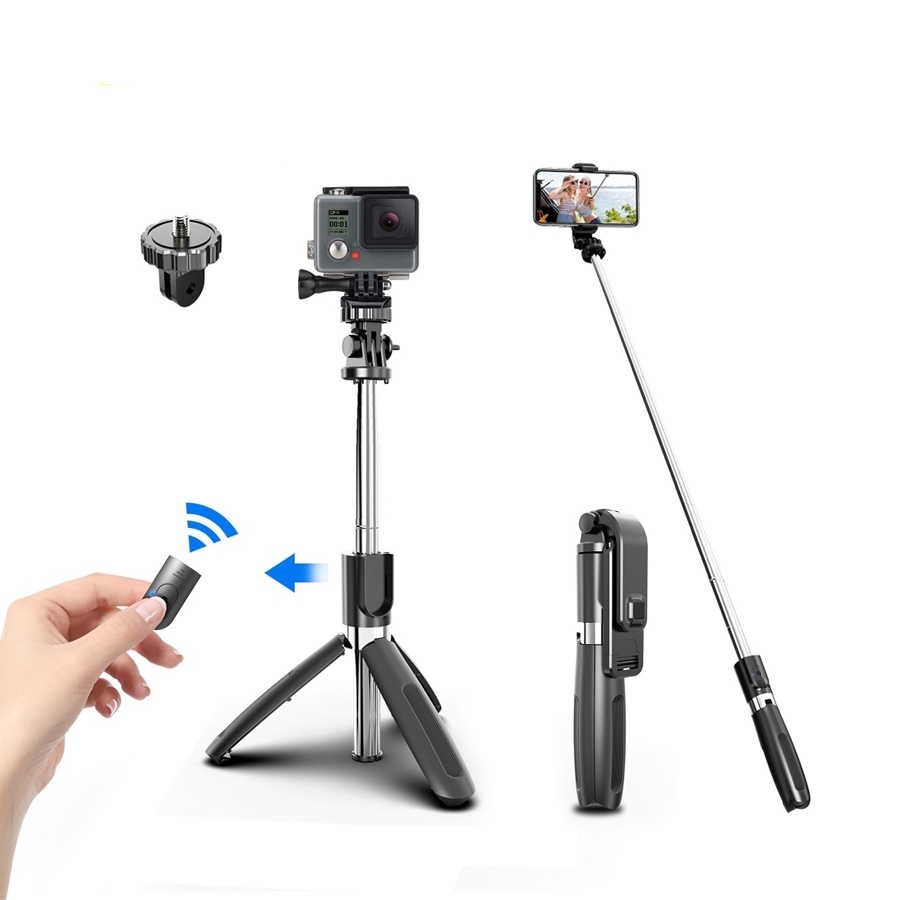 L02 Wireless Bluetooth Selfie Stick with Mini Tripod Foldable Selfie Rod with Remote Control for Phone Action Camera Iphone