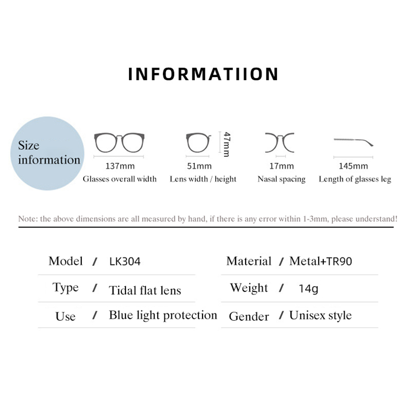 Women Full Rim Optical Eyeglasses Frame Optional Colors Prescription Glasses TR-90 Eyewear Blue Light Blocking