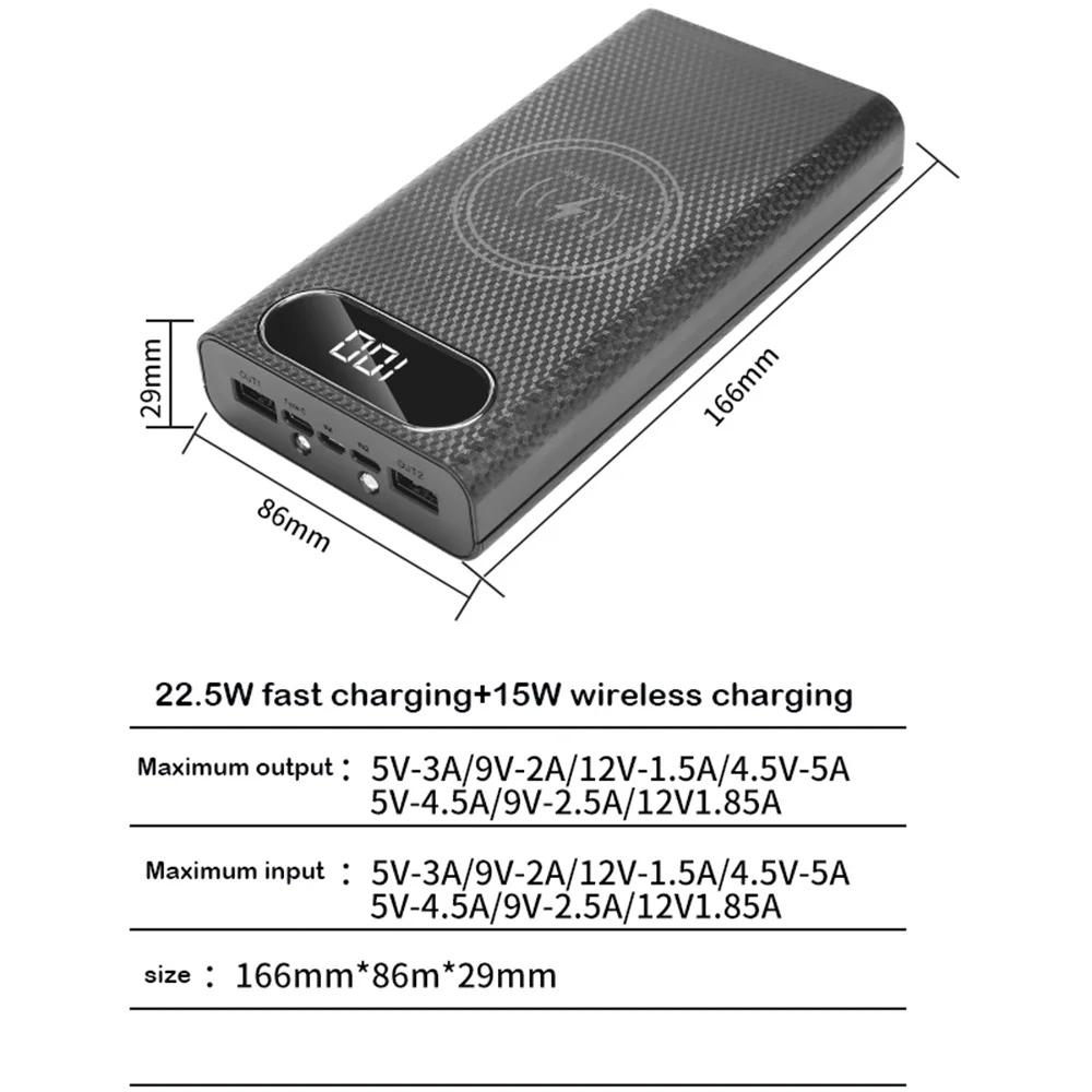 6*21700 Energie Bank fallen Unterstützung Schnell Schnelle Ladegerät Abnehmbare 21700 Batterie Halfter Ladung Kasten Ladung PD DIY Mit Taschenlampe