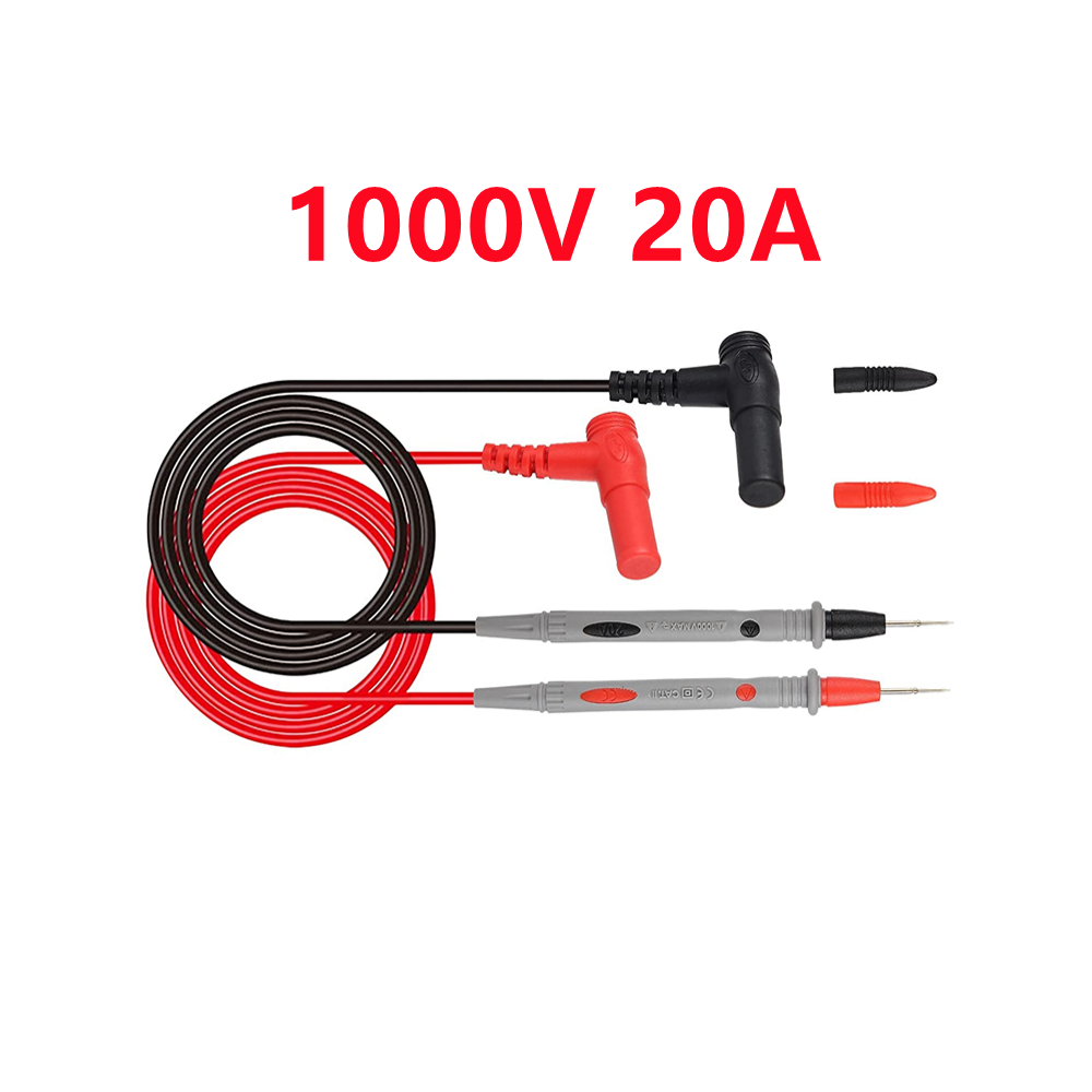 1 pair Digital Multimeter probe Soft-silicone-wire Needle-tip Universal test leads with Alligator clip For LED tester Multimetro: 1000V 20A