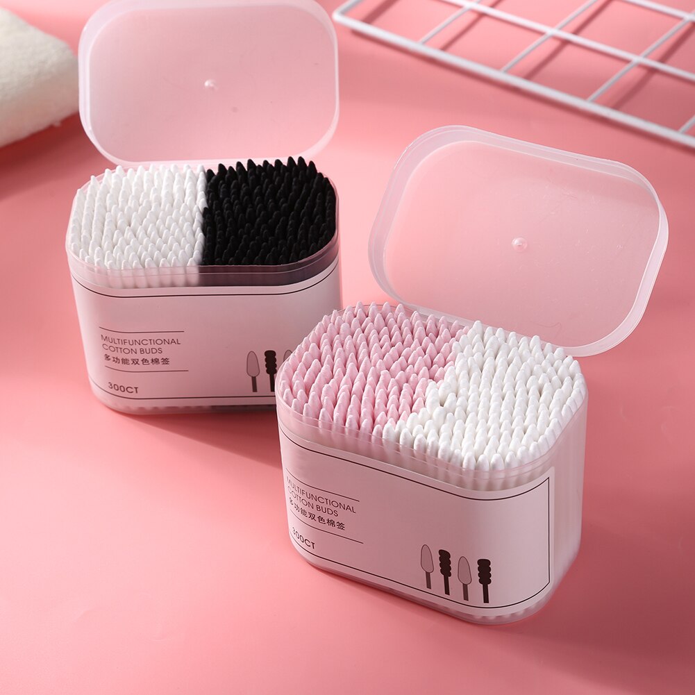 300 Uds desechables hisopo de algodón, oído, Nariz limpia palos de belleza cosméticos salud joyas oído limpio palos brotes Punta de algodón cabezas de hisopo