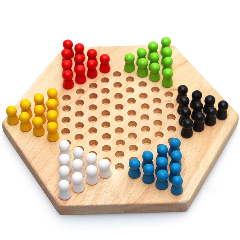 Chinese Checker Game Set Wooden Educational Board Kids Classic Halma Chinese Checkers Set Strategy Family Game Set: Default Title