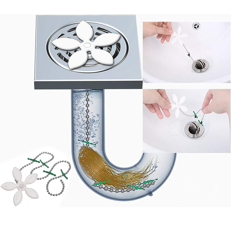 1 Pc Premium Afvoer Haar Catcher Bloem Douche Haar Schoonmaken Keten Badkamer Drain Zeef Haar Catcher Ketting Haak
