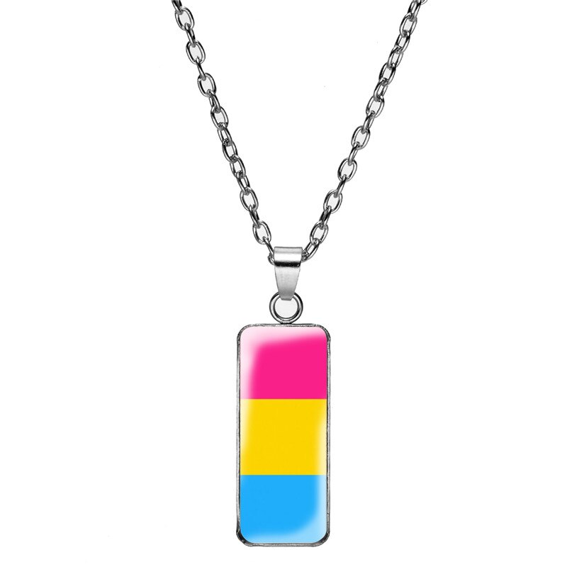 Lgbt Gay Pride Flags Necklace they Theirs Pronouns Rainbow Pride Flag Necklaces Pendant Art Print Rectangular Jewelry лгбт: Style 12