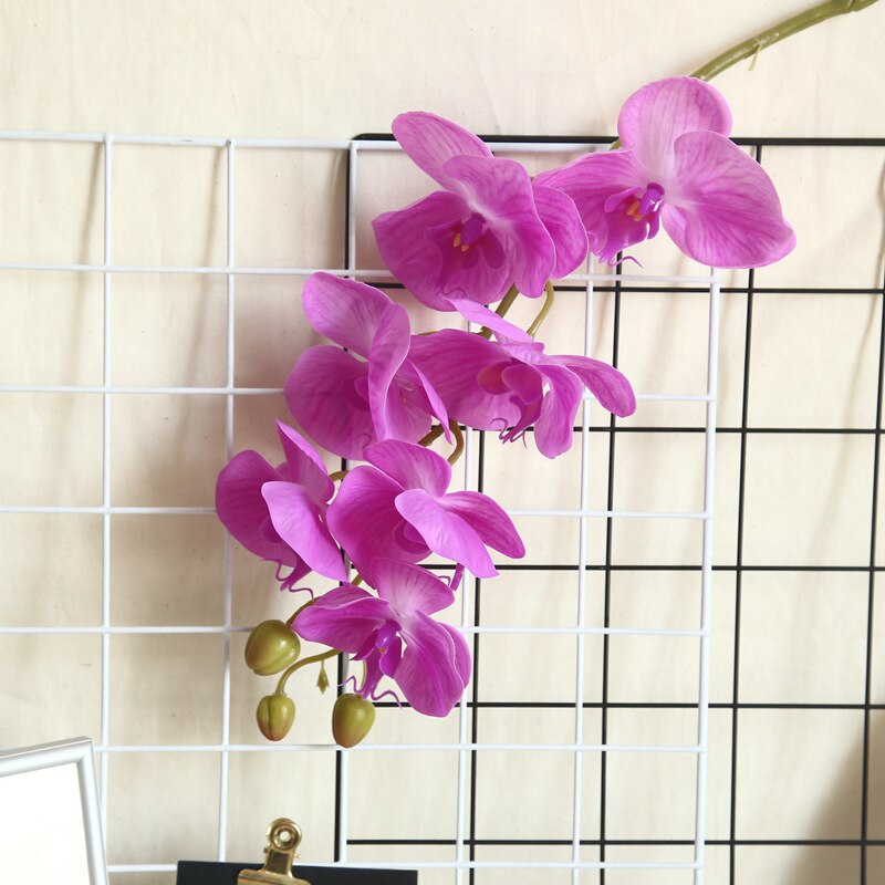 Orquídeas de látex con estampado 3D grandes, flores artificiales blancas, sensación de Orquídea de simulación a mano, flores para decoración de boda y hogar: Purple
