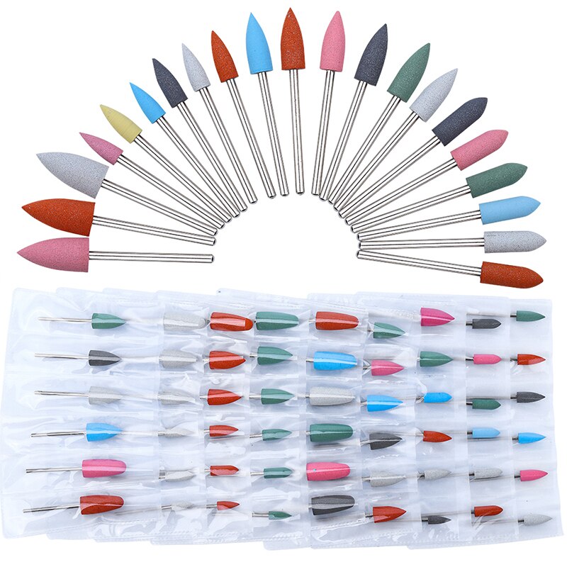 6Pcs Rubber Silicon Nail Boren Set Frezen Voor Manicure Pedicure Elektrische Polijstmachine Sterke Nagel Boormachine Gereedschap