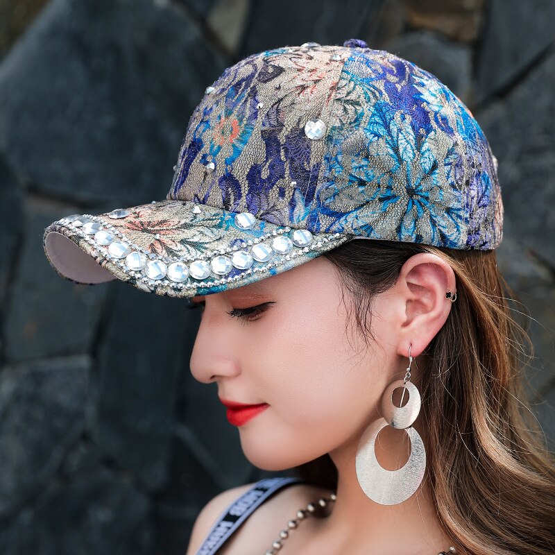 Sombrero de sol para mujer y niña, gorra de béisbol con diamantes de imitación y perlas, colorida, Snapback, Cool Star