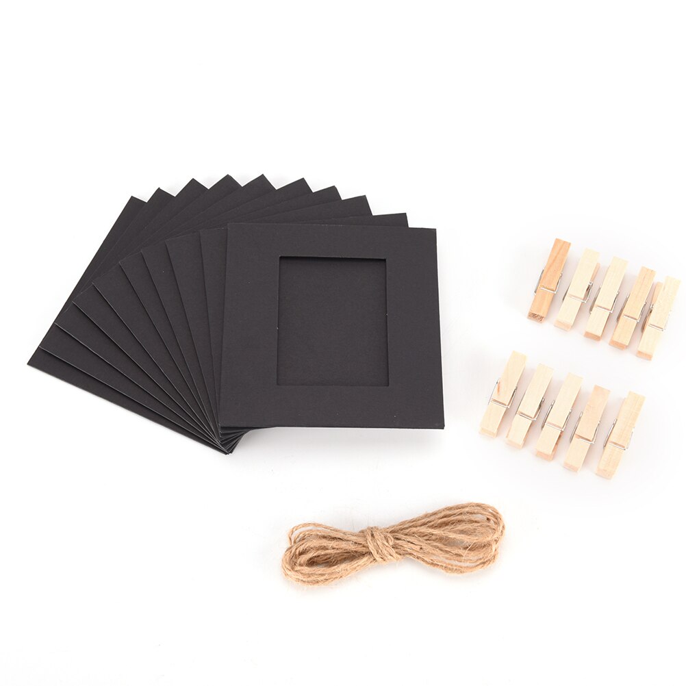 10 Set Vintage Paper Photo Frame DIY Wall Picture Hanging Album Rope Clip Home Clips