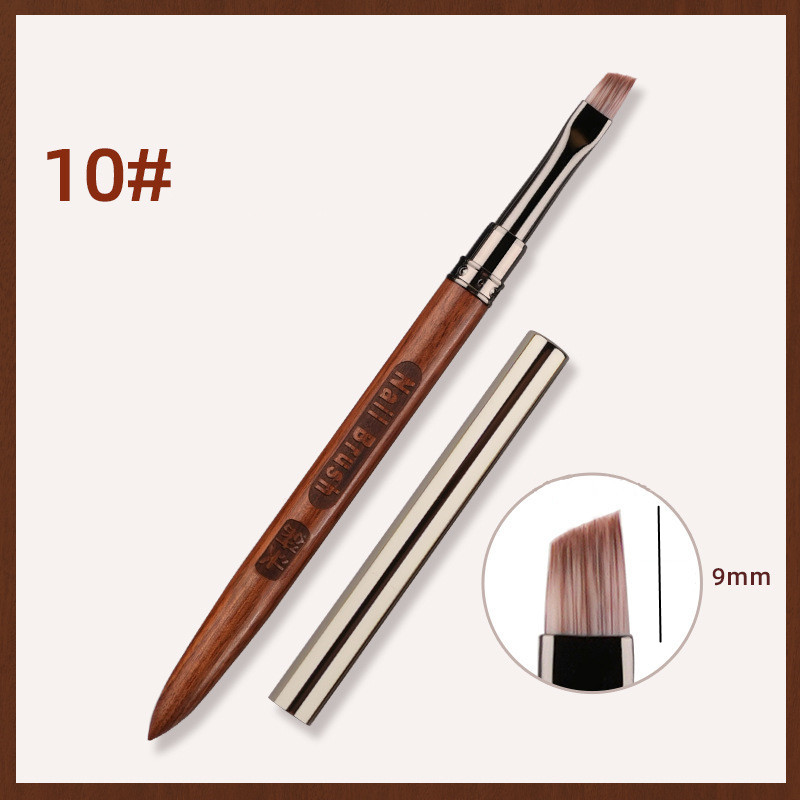 Pincel redondo con mango de madera para decoración de uñas, espátula Triangular, línea de pintura de dibujo, herramientas de manicura de Metal redondas y planas