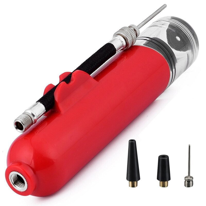 Football Soccer Ball Pump Portable Manual Air Pump Inflator Hose Holder Hand Needles Small Nozzle Basketball: Red