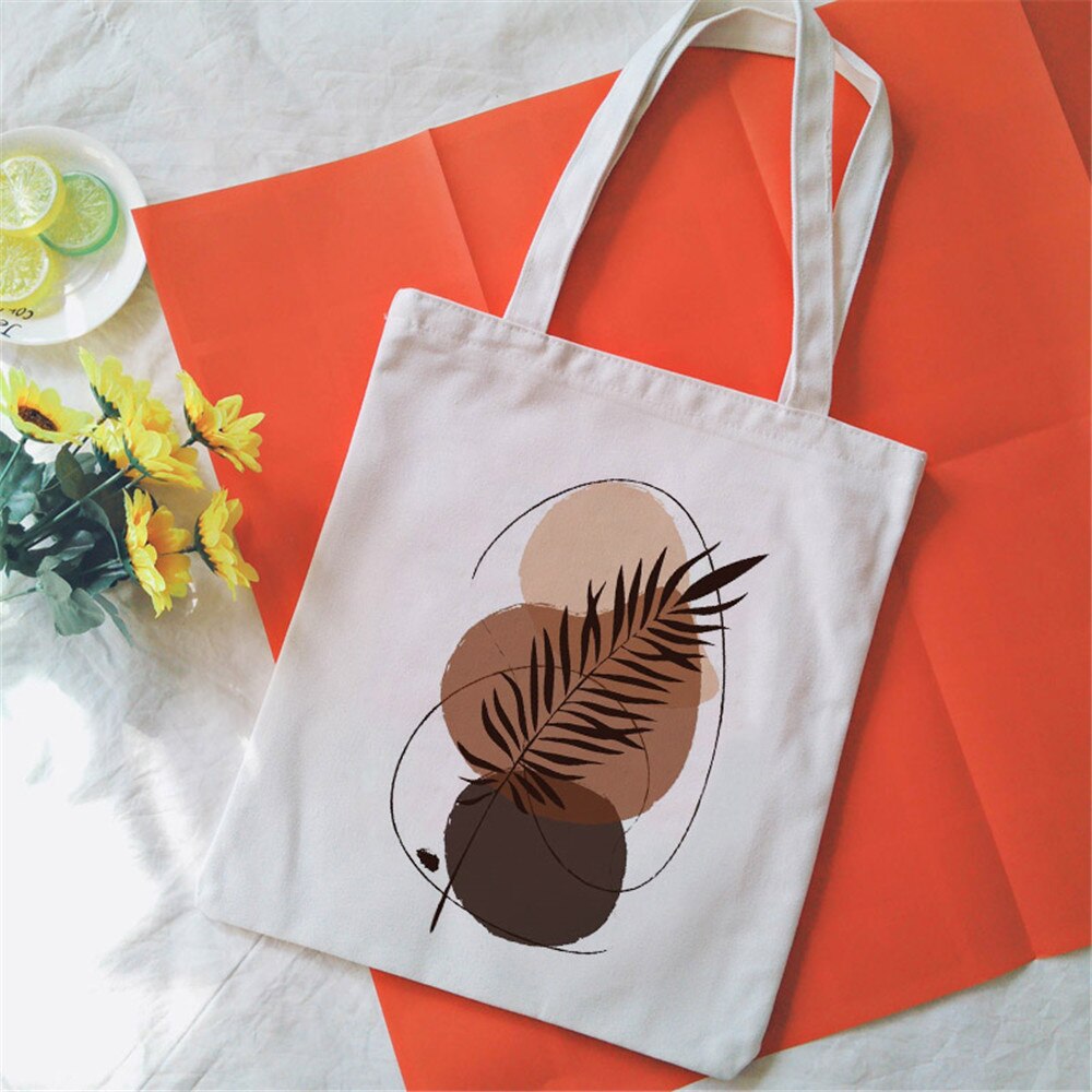 Bouquet Printing Canvas Tote Bag Aesthetic Line Drawing Plant Print Canvas Bags Harajuku Ulzzang Shoulder Bag Handbag: 2326