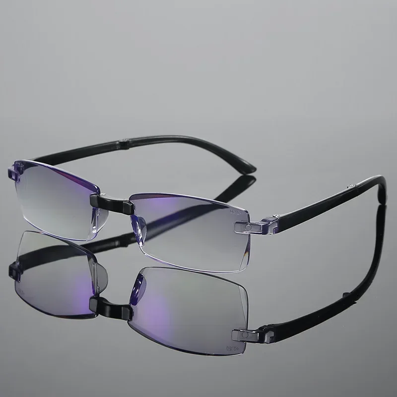 Reading Glasses Men Anti Blue Rays Presbyopia Goggles Women Vintage Rimless Eyewear Diopter +1.0 1.5 2.0 2.5 3.0 3.5 4.0