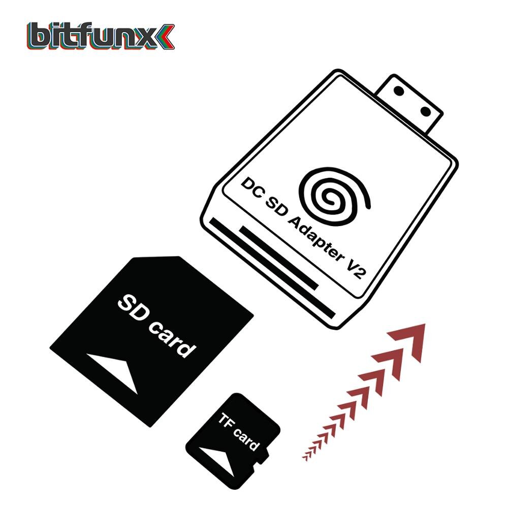 Bitfunx Lector adaptador de tarjeta DC SD TF V2 para SEGA Dreamcast y CD con cargador de arranque DreamShell