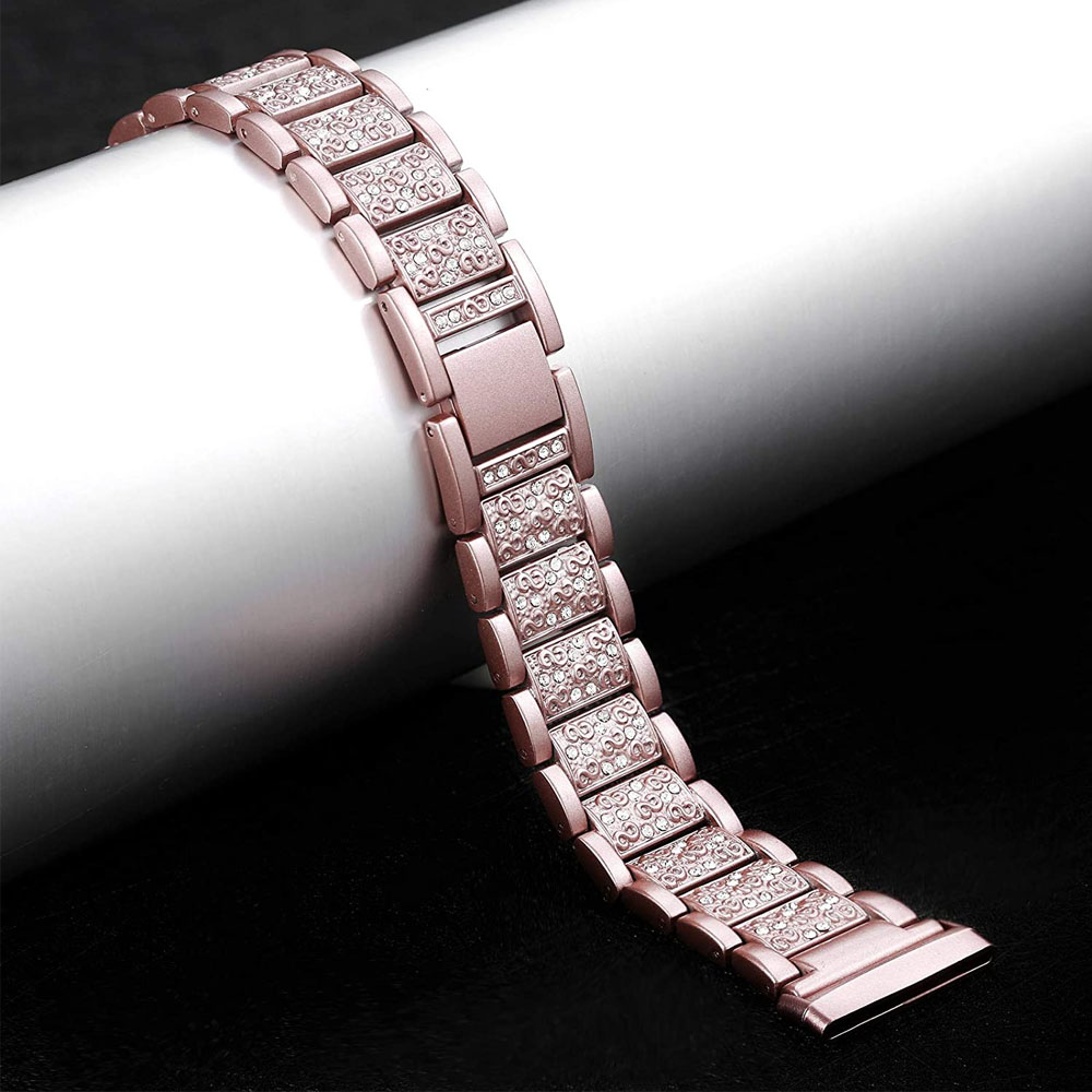 Metal Pink Bling Bracelet for Fitbit Sense 2/ Versa 3 Band Watch Strap Replacement Bling Watchband for Fitbit Versa 4 Sense Band