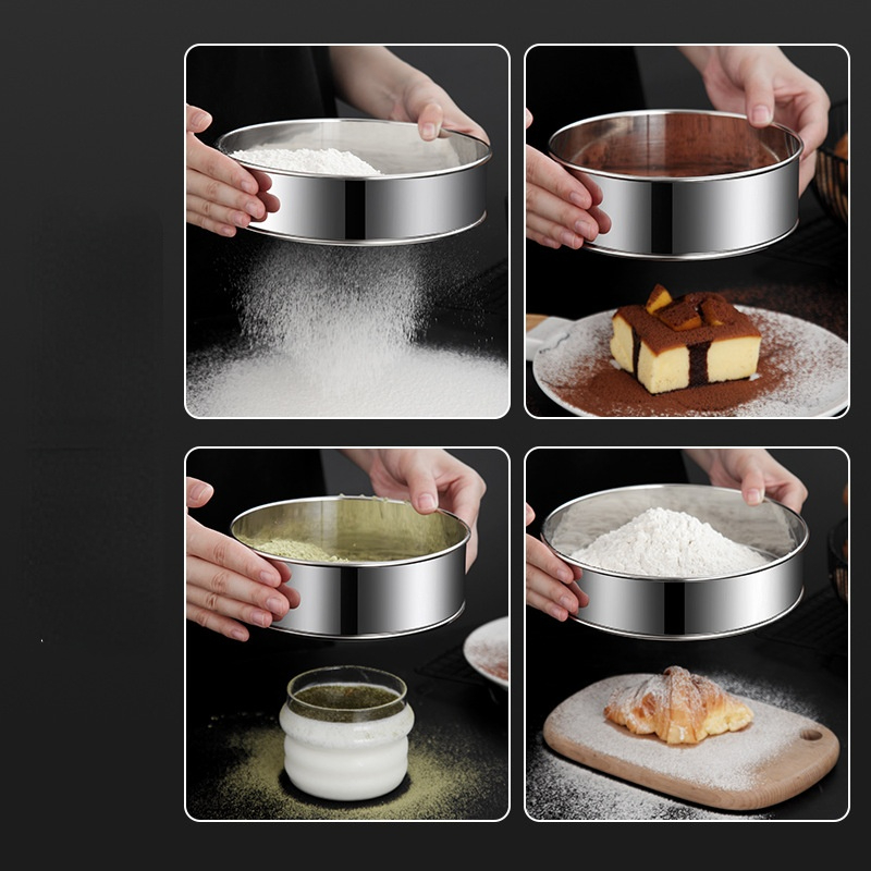 Stainless steel flour sieve thickened Hand-held sieve mesh Baking tool Kitchen tools gadgets fine filter ultra-fine flour sieve