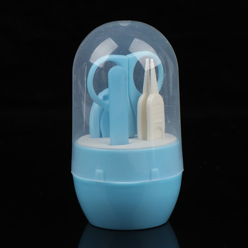 1 Set portátil Set de cuidado de uñas de bebé salud Kits recortador de dedos infantil tijeras de uñas Clippers de dibujos animados Animal caja de almacenamiento: Azul