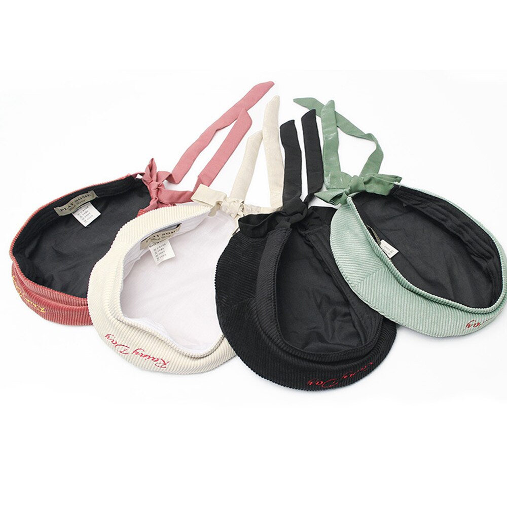 Boina joejerry bonita para mujer, gorra plana, sombrero de pana bordado, boina para chicas, novedad