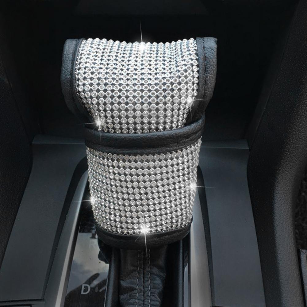 Full Diamond Crystal Car Gear Shift Collar Cover Glitter Rhinestones Auto Shifter Hand Brake Covers Car Interior Accessories