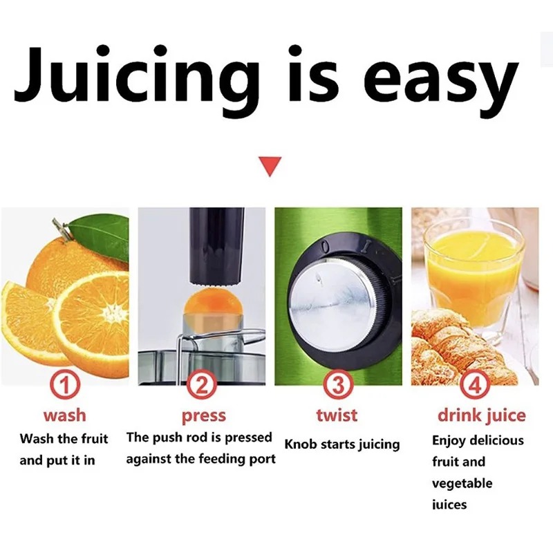 800w Stainless Steel Juicer Centrifugal Household Large Caliber Electric Juice Machine Residue Separation Vegetable Fruit Juicer