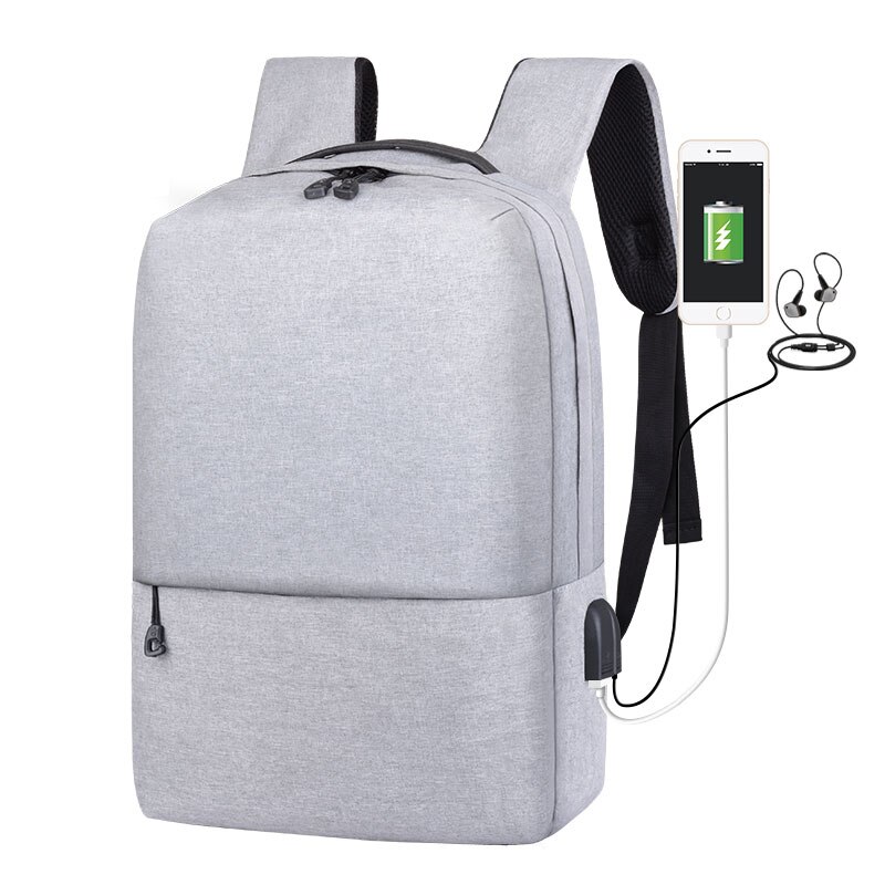 Studerende skoletasker laptop usb rygsæk herre taske anti-tyveri oxford rygsække usb opladelige rygsække til teenagere  b307: Grå skoletasker