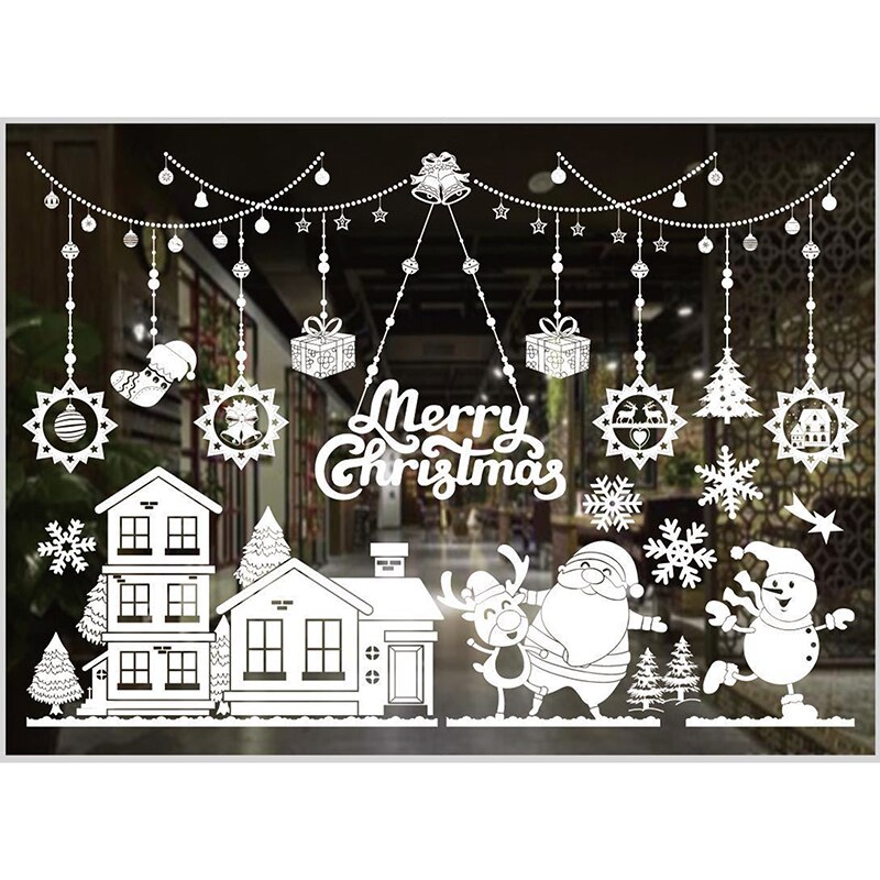 Window Stickers Merry Christmas Decorations Stickers For Home Xmas Wall Sticker Kids Room Wall Decals Year Dector: White house snowman